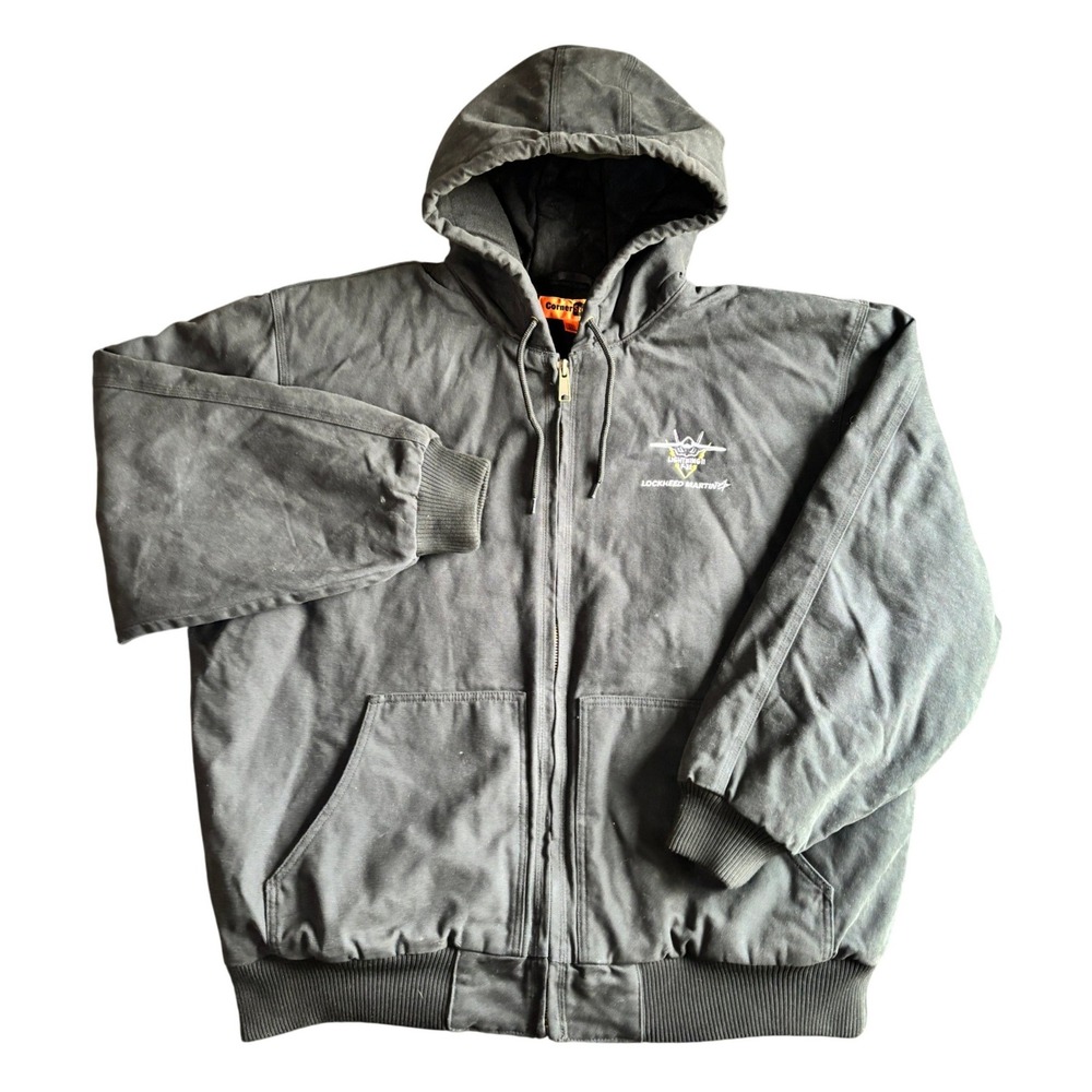 CornerStone Men 2XL Blk Lockheed Martin F-35 Quilted Hooded Coat Workwear Grunge